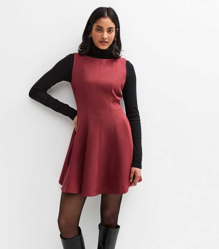 Burgundy Crepe Shift Mini Dress | New Look
