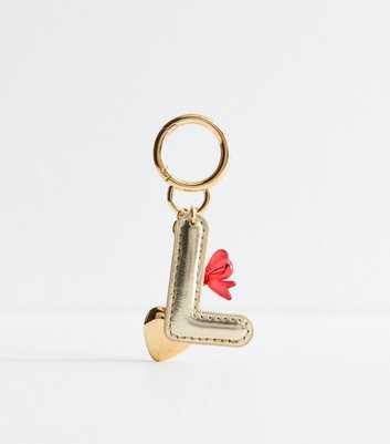 Gold L Initial Faux Leather Bag Charm