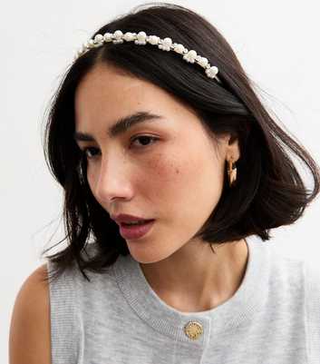 Cream Faux Pearl Diamanté Headband