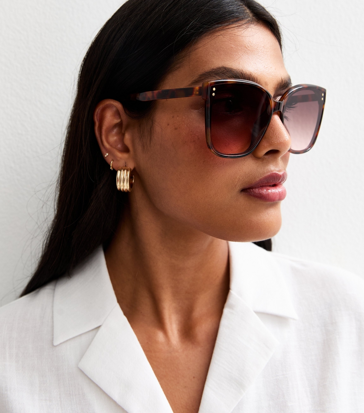 Dark Brown Oversize D-Frame Sunglasses New Look