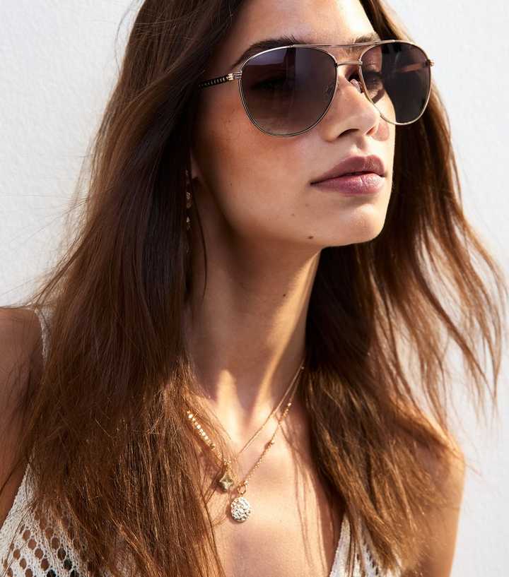 Gold Metal Aviator Sunglasses