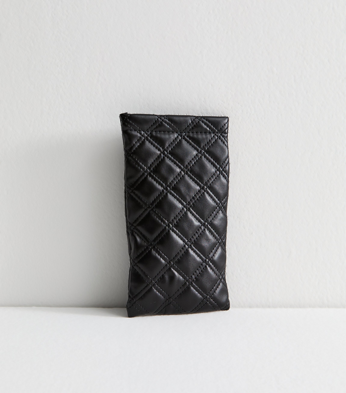 Black Faux Leather Quilted Sunglasses Case New Look