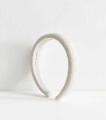 White Broderie Anglaise Padded Headband