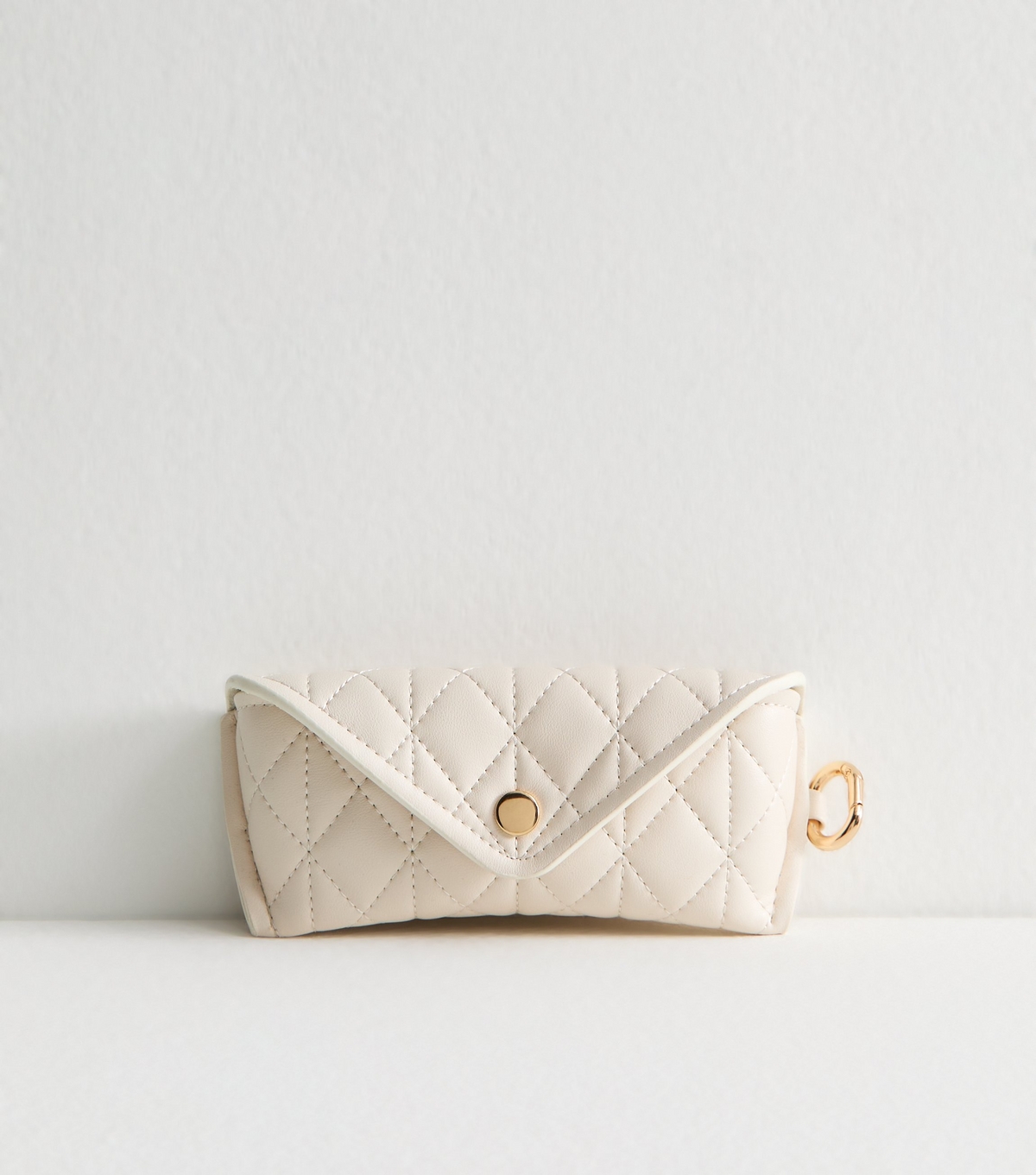 White Faux Leather Quilted Hardshell Sunglasses Case New Look