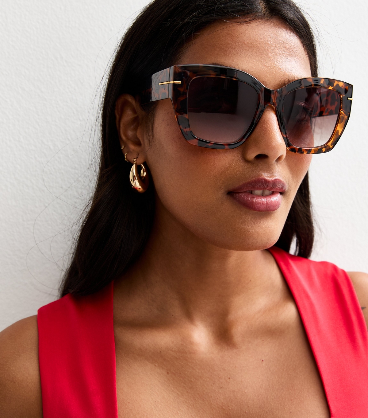 Dark Brown Chunky D-Frame Sunglasses New Look