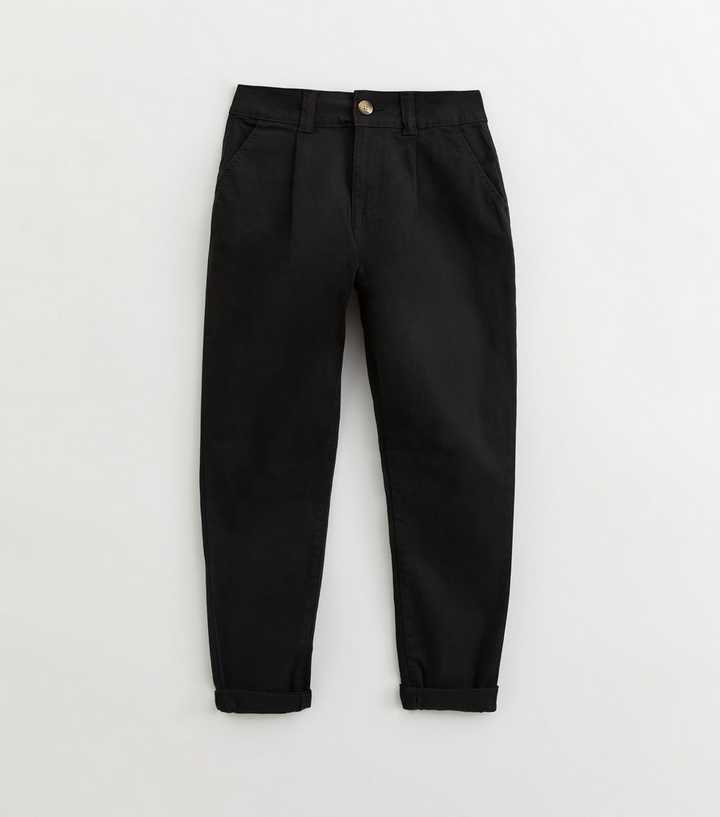 Petite Black Pleated Chino Trousers