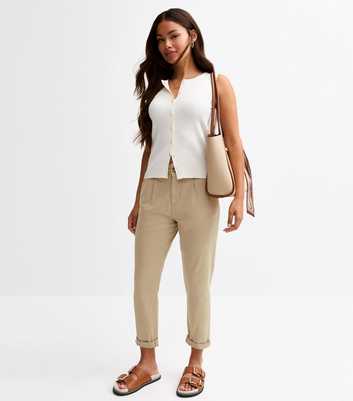 Petite Stone Pleated Chino Trousers