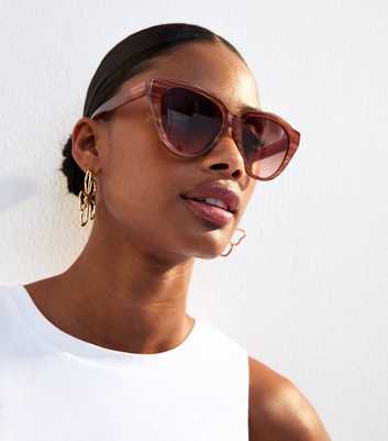 Brown Angular Cateye Sunglasses