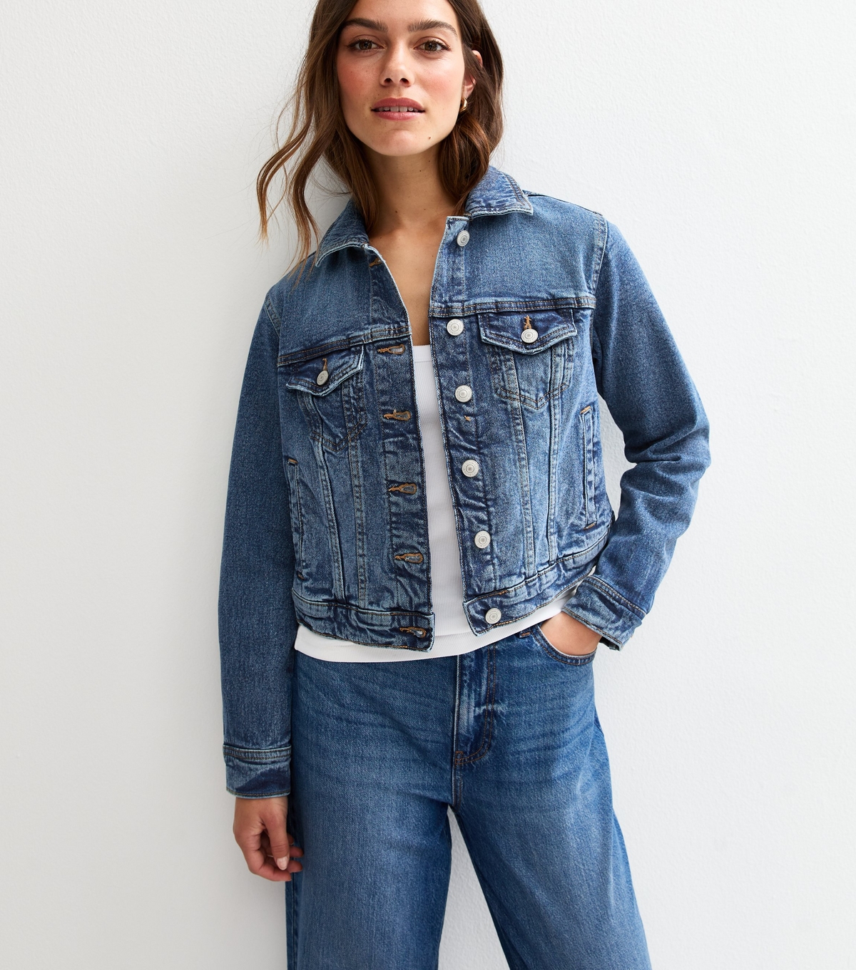 Women's Petite Blue Long Sleeve Denim Jacket New Look