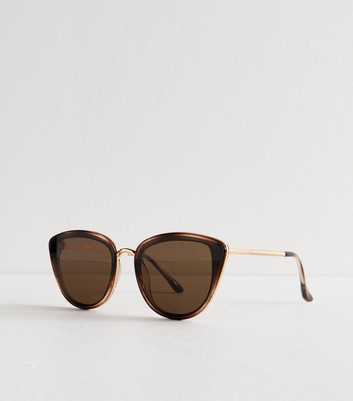 Gold Tone Metal Cateye Sunglasses