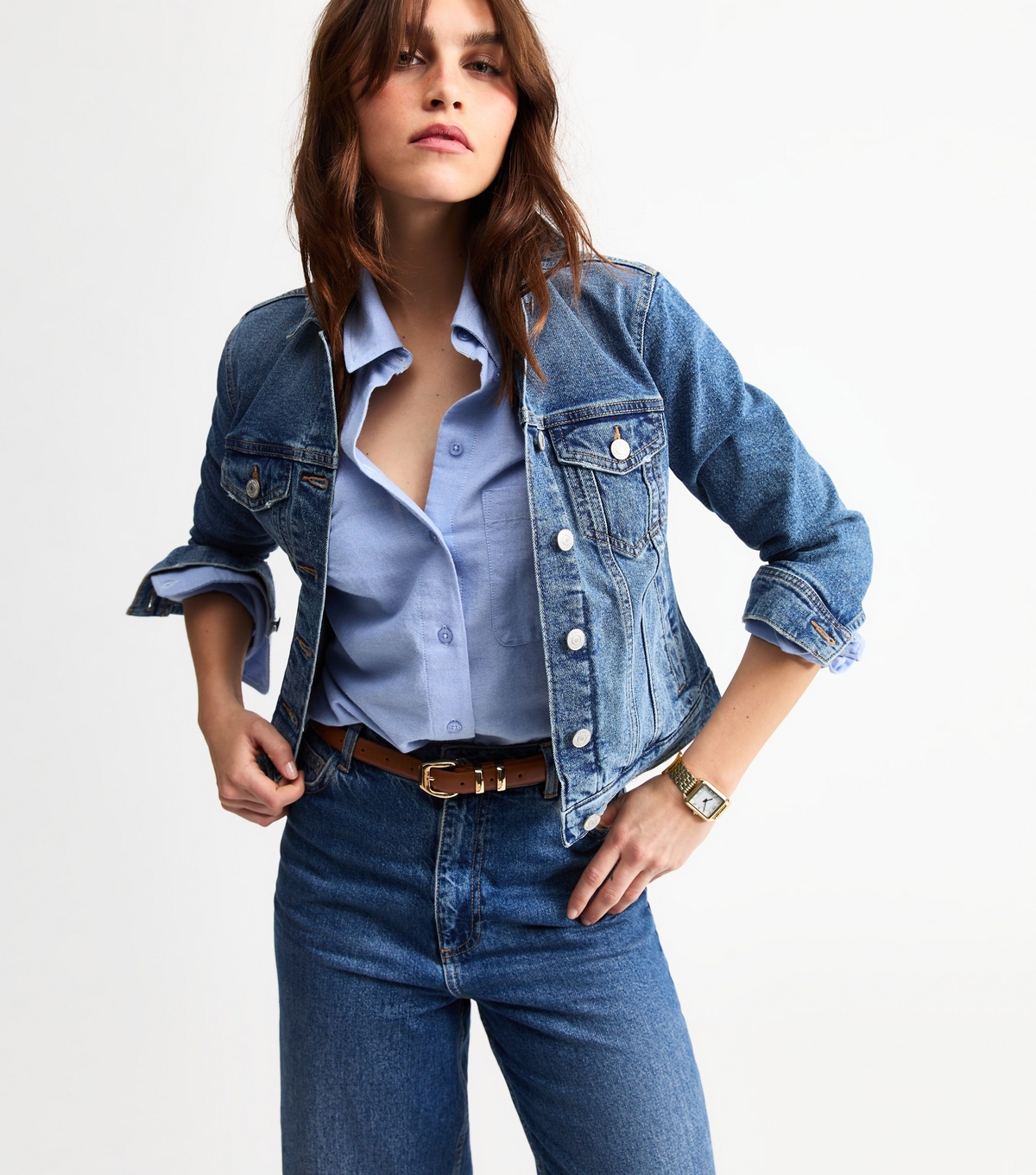 Women's Blue Mid Wash Denim Jacket New Look