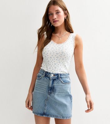 Light Blue Denim A-Line Skirt