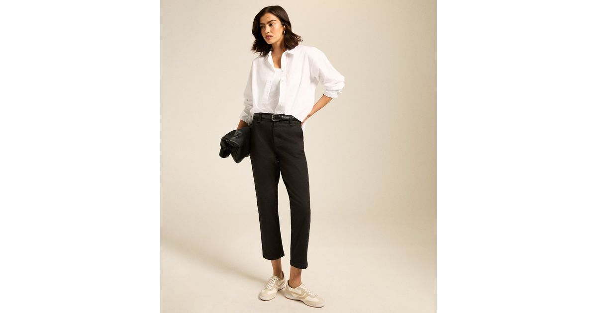 Black Straight Leg Cropped Trousers New Look