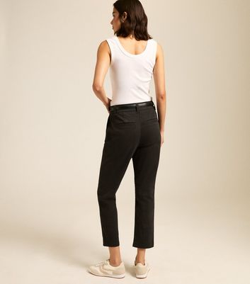 Black Straight Leg Cropped Trousers