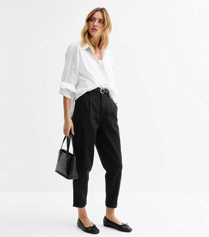 Black Belted Tapered Trousers