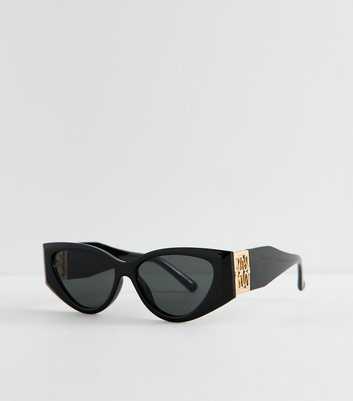 Black Temple Detail Cat Eye Sunglasses