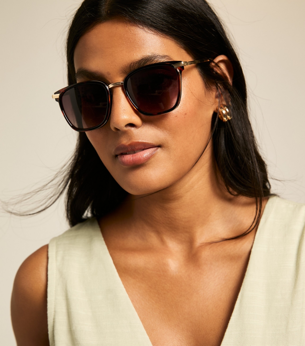 Brown Patterned Square Sunglasses New Look