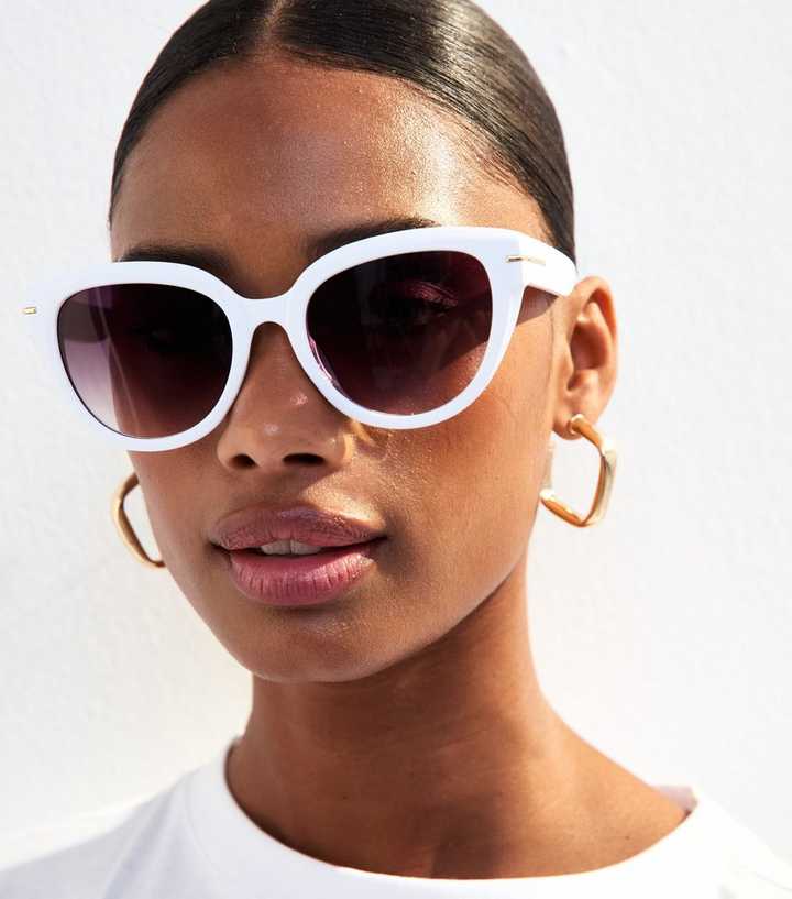 White Cat Eye Frame Sunglasses