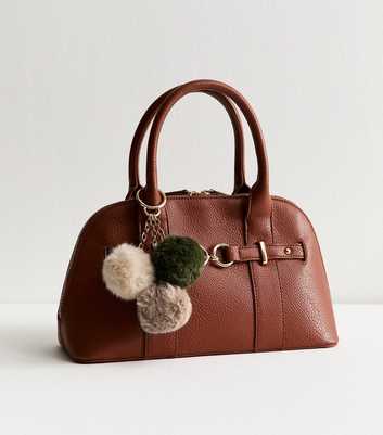 Dark Green Three Pom Fluffy Bag Charm