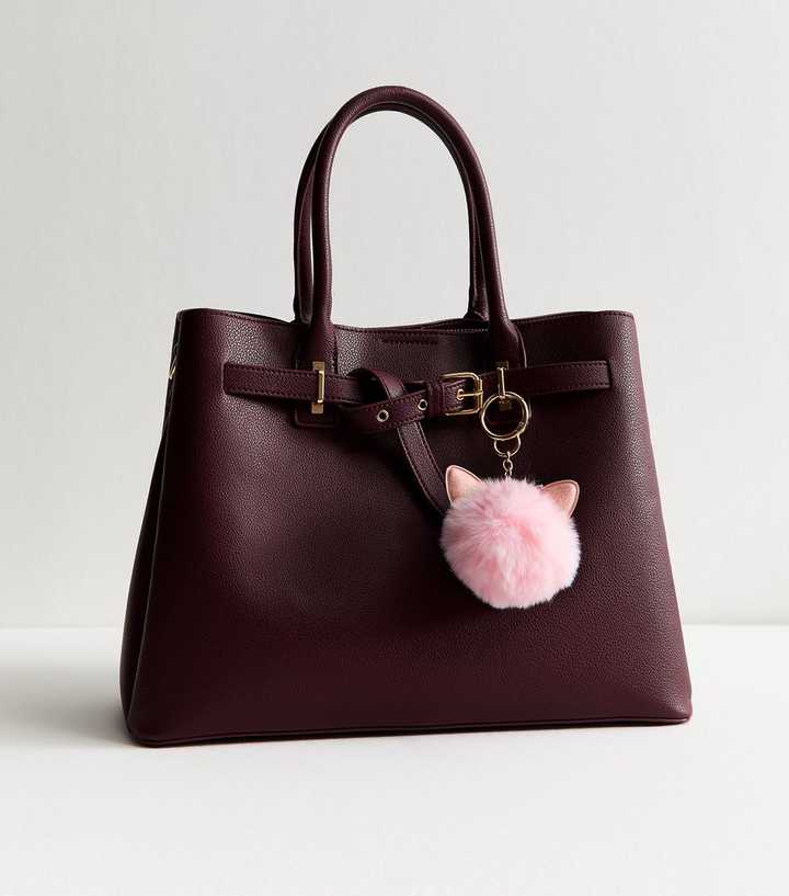 Pink Cat Pom Pom Bag Charm