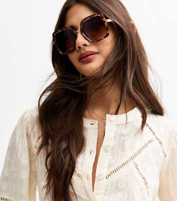 Dark Brown Tortoiseshell Oversize Square Sunglasses