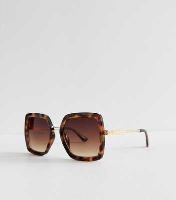 Dark Brown Tortoiseshell Oversize Square Sunglasses