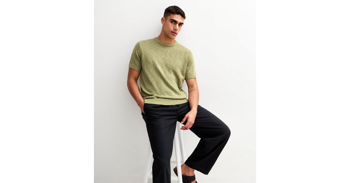 Solid Color Casual Knit Short Sleeve T-Shirt