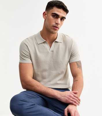 Stone Regular Textured Knit Polo Top 