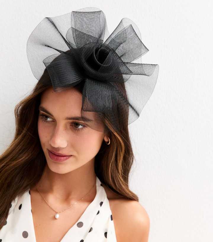 Black Mesh Flower Fascinator