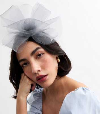 Light Grey Mesh Flower Fascinator