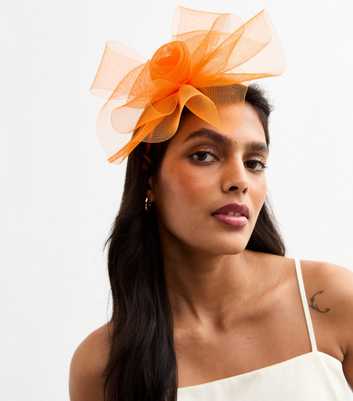 Bright Orange Mesh Flower Fascinator