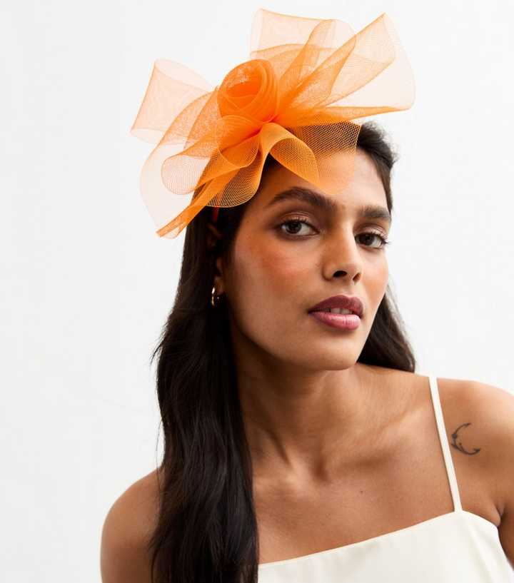 Bright Orange Mesh Flower Fascinator | New Look display picture 2