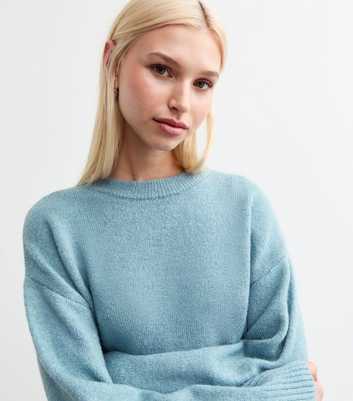 Blue Crew Neck Knitted Jumper