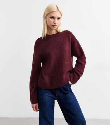 Burgundy Crew Neck Knitted Jumper