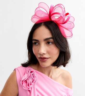 Bright Pink Mesh Bow Fascinator