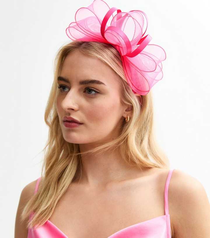 Bright Pink Mesh Bow Fascinator