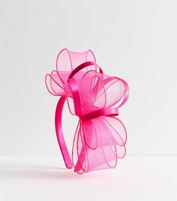 Bright Pink Mesh Bow Fascinator