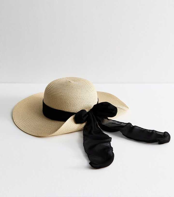 Tan Bow Detail Floppy Brim Sun Hat