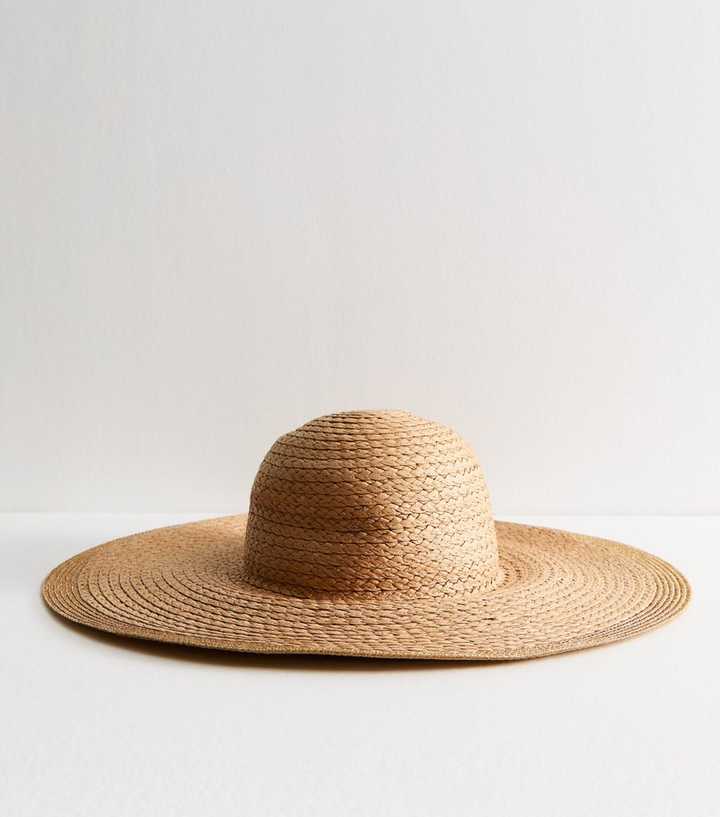 Stone Wide Brim Glitter Trim Straw Hat