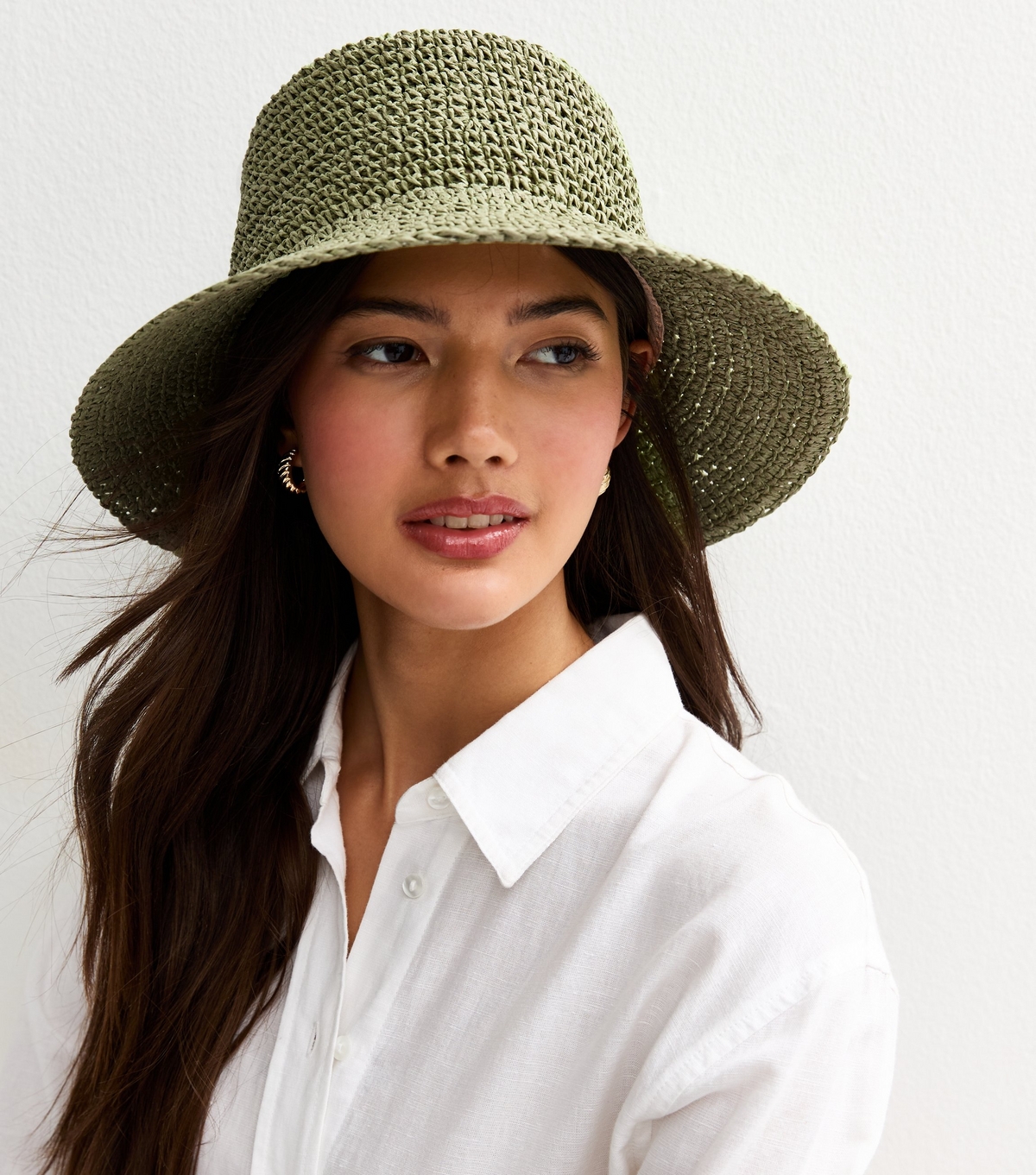 Light Khaki Straw-Look Structured Bucket Hat New Look