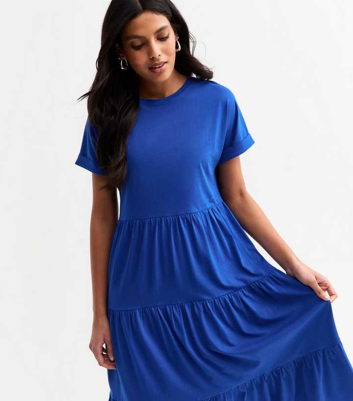 jersey tiered midi dress As Is" Denim & Co. Regular Slub Jersey Tiered Midi Dress