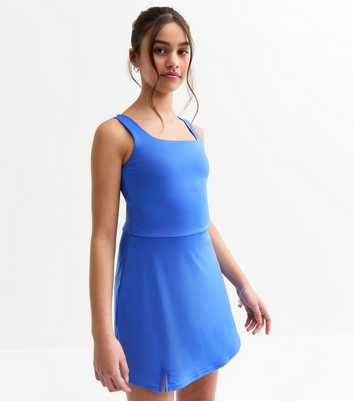 Girls Light Blue Athleisure Split Hem Mini Dress