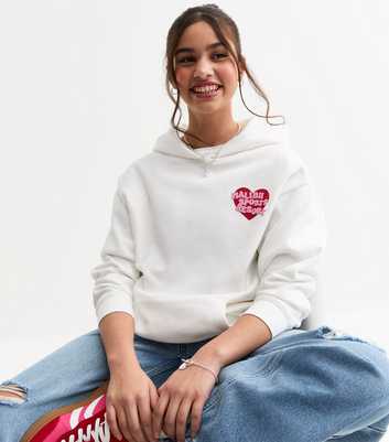 Girls Cream Malibu Sports Resort Heart Print Hoodie