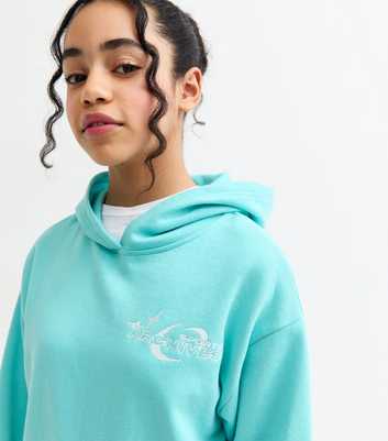 Girls Turquoise Sports Archives Embroidered Hoodie