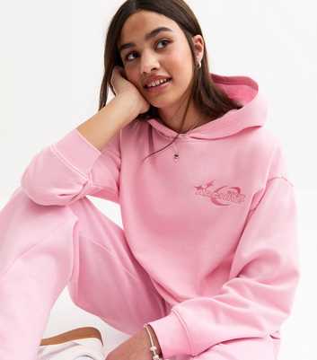 Girls Pink Sports Archives Embroidered Hoodie