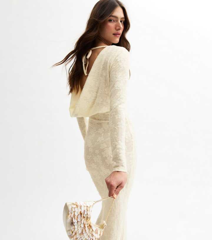 White Floral Devore Cowl Back Maxi Dress | New Look
