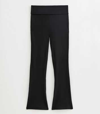 Black Foldover Waist Kickflare Leggings