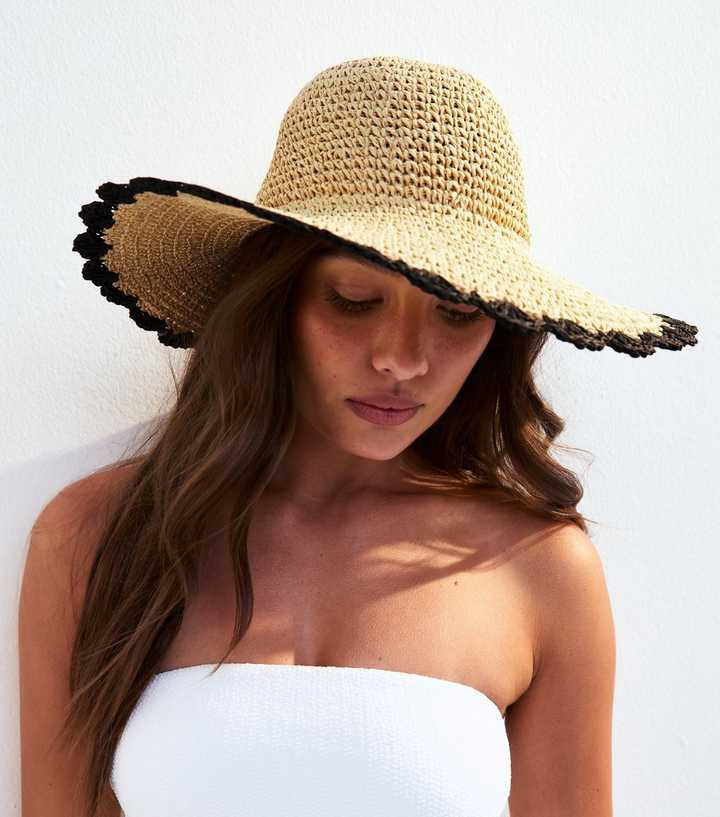 Stone Scalloped Edge Straw Hat