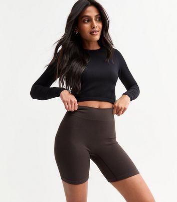 Ribbed Cycling Chocolate Brown Biker Shorts Twenty Dresses Brown