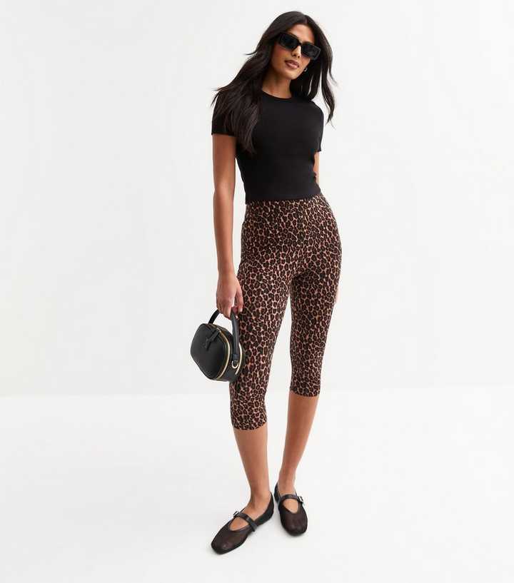 Tall Brown Leopard Print Capri Leggings